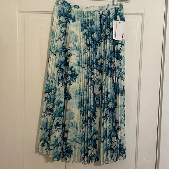 New Mestiza Daniella Pleated Twill Midi Skirt size 6 - Picture 5 of 11